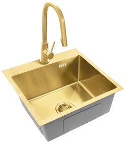 Rea Leo, 1-komorový oceľový drez 500x450x185 mm, zlatá matná, ZLE-06004