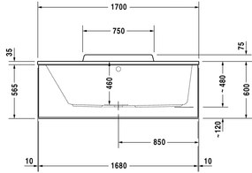 Duravit DuraStyle - Vaňa na zabudovanie 1700x700 mm, biela 700294000000000