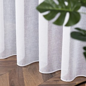 Biela záclona PETRA v prirodzenom vzhľade ukončená olovkom  - šité na mieru