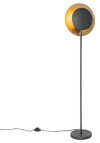 Stojaca lampa v štýle Art Deco čierna so zlatom - Emilienne
