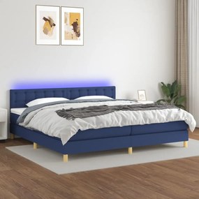 Posteľ boxsping s matracom a LED modrá 200x200 cm látka 3134067