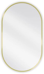 Mexen Loft, oválne kúpeľňové zrkadlo 85 x 50 cm, farba rámu zlatá lesklá, 9851-085-050-000-50