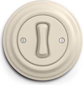 Kliklap - Retro krížový vypínač s rámčekom č. 7 béžová