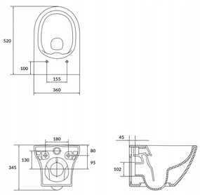 Cersanit Larga Oval CleanOn, závesná wc misa bez sedátka, K120-003