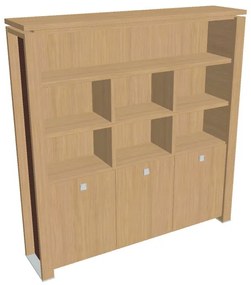 Vysoká skriňa Verno+ S 200 x 46 x 210 cm, s regálom, dub svetlý / hnedá