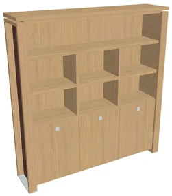 Vysoká skriňa Verno+ S 200 x 46 x 210 cm, s regálom, dub svetlý / hnedá