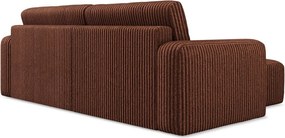 Menčestrová rozkladacia/s úložným priestorom rohová pohovka v terakotovej farbe (ľavý roh/s leňoškou) Kona – Makamii