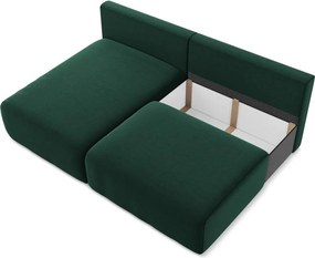 Tmavozelená zamatová rozkladacia/s úložným priestorom rohová pohovka (ľavý roh/s leňoškou) Kalena – Makamii