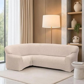 Super strečové poťahy RUBINIA smotanová rohová sedačka (š. 340 - 540 cm)