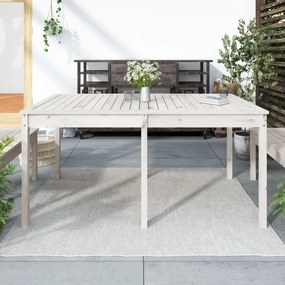 Záhradný stolík biely 159,5x82,5x76 cm borovicový masív 823977