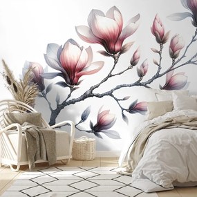 Fototapeta jemné magnólie na bielom pozadí