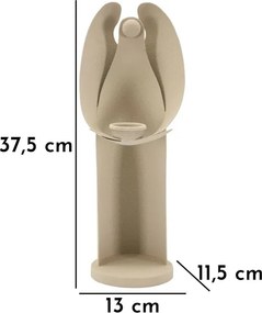 Kovový svietnik Anjel 37 cm krémový