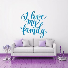 Veselá Stena Samolepka I love my family Farba: modrá, Veľkosť: 80 x 82 cm