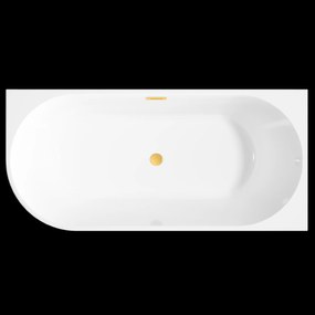 Invena Invena, voľne stojaca vaňa 170x80x58 cm, pravá, biela lesklá, zlatý prepad, INV-AN-02-19P-KPL