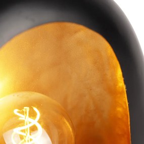 Dizajnová stolná lampa čierna so zlatým vnútrom 36 cm - Cova