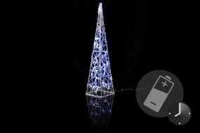 Nexos 194 Vianočná dekorácia - Akrylový kužeľ - 60 cm, studeno biely na batérie