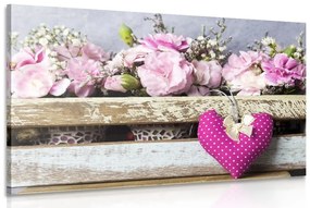 Obraz kvety karafiátu v drevenej bedničke Varianta: 120x80
