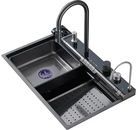 Multifunkčný inteligentný drez BestBerg BBSS-30B / 75 x 45 x 22 cm / Nerezová oceľ / čierna