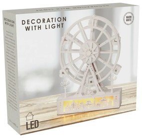 Vianočné svietiace otočné koleso Mestečko, 26,5 x 5,5 x 20 cm, 4x LED, drevo