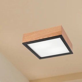 Stropné svietidlo OAK SQUARE 2xE27/15W/230V 31x31 cm dub/čierna