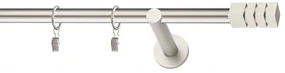 Dekorstudio Chrómová matná jednoradová garniža NORDIC 19mm Dĺžka: 220cm, Typ uchytenia: Držiak modern, Typ príslušenstva: Krúžky tiché so štipcami
