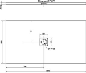 Polysan Polysan, FLEXIA sprchová vanička z liateho mramoru s možnosťou úpravy rozmeru 150x80cm, antracit mat, 72901.51