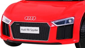 Ramiz Audi R8 na batérie pre deti Červená + diaľkové ovládanie + EVA + pomalý štart + MP3 LED