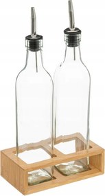Fľaše na olej a ocot v bambusovom stojane GUSTO, 2x 480 ml