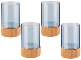 Sklenený svietnik, modrá, 4 kusy  (800006934)