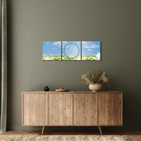Obraz rozkvitnutej lúky s margarétkami (s hodinami) (90x30 cm)