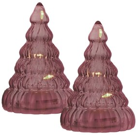 Vínovočervené svetelné dekorácie v súprave 2 ks na baterky ø 6,5 cm Lucy – Sirius