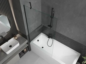Mexen Next, vaňová  zástena 1-krídlová 90 x 150 cm, fixné krídlo, 6 mm číre sklo, čierny profil, 895-090-000-00-00-70
