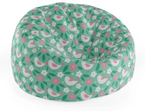 Sablio Sedací vak Cocoon Kvetiny a vtáčiky - 115 x 75 cm x 45 cm