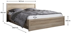 Manželská posteľ 160 JESS (dub sonoma) (s roštom a matracom). Vlastná spoľahlivá doprava až k Vám domov. 1091593