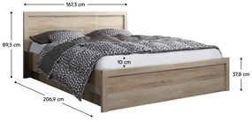 Manželská posteľ 160 JESS (dub sonoma) (s roštom). Vlastná spoľahlivá doprava až k Vám domov. 1091593