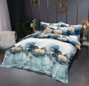 DomTextilu Obliečky zo syntetickej bavlny s modrým mramorovým vzorom 140 x 200 cm
