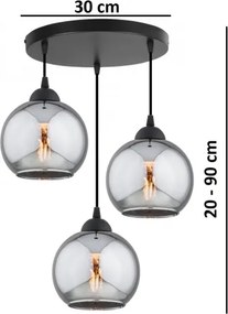 Brilagi - Luster na lanku DIOR 3xE27/60W/230V čierna/dymová sivá