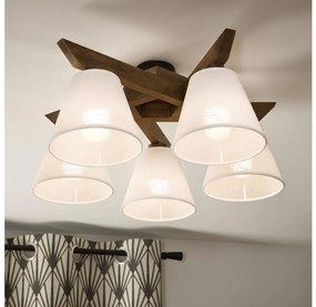 Brilagi - LED  Prisadený luster ANTHONY 5xE14/40W/230V dub orech/biela BG1465