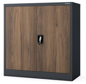 Kovová spisová skrinka BEATA, 900 x 930 x 400 mm, Eco Design: antracitová/ orech