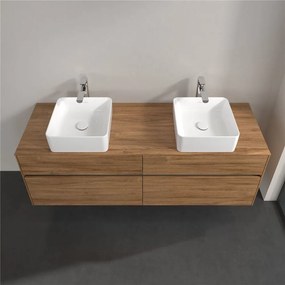 VILLEROY &amp; BOCH Collaro závesná skrinka pod dve umývadlá na dosku, 4 zásuvky, 1600 x 500 x 548 mm, Oak Kansas, C05200RH