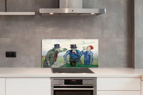 Sklenený obklad do kuchyne Umenie muži stretnutie 120x60 cm