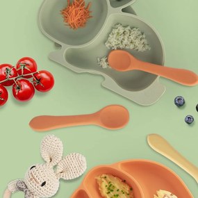 Oranžová detská lyžička zo silikónu – Orion