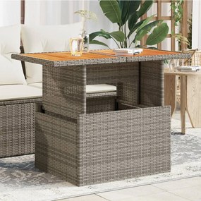 Záhradný stôl sivý 100x55x73 cm polyratan a akáciové drevo 366127