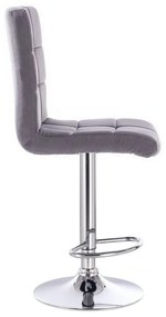 LuxuryForm DESIGN Barová stolička TOLEDO VELUR na striebornom tanieri - tmavo šedá