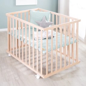 Detská ohrádka s nastaviteľnou výškou/na kolieskach 75x100 cm v prírodnej farbe Style – Roba