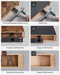 Nástenná plávajúca polica, 80 cm, rustikálna hnedá