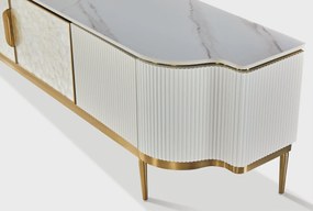 TV stolík Stilig ST905C 200 cm biely/zlatý/mramor