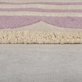 Ručne tkaný vlnený behúň vo fialovo-prírodnej farbe 80x230 cm Lois Scallop – Flair Rugs