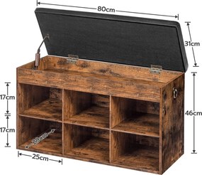 Botník s lavicí a úložným prostorem Vasagle Carmio 80 cm černý/hnědý