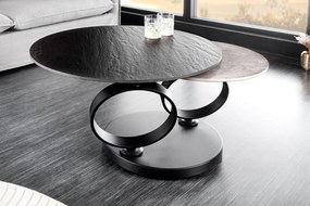 Konferenčný stolík DANCING RINGS 80-135cm otočný keramický čierno-sivý